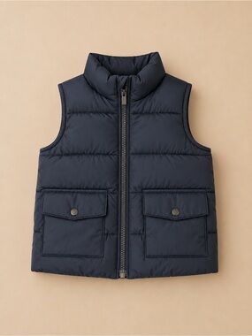 Old Navy Toddler Puffer Vest 2T Dark Navy Water Resistant Utility Pockets